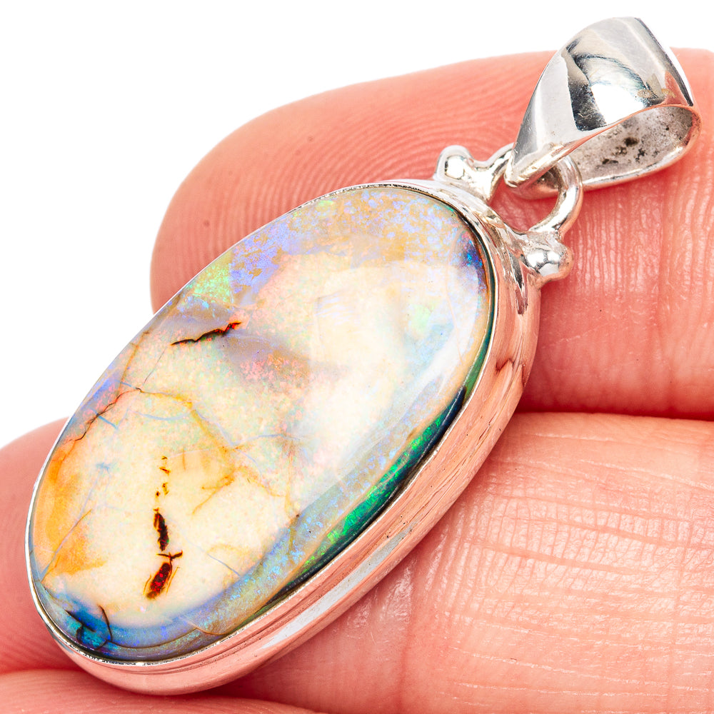 Rare Sterling Opal Pendant 1 3/8" (925 Sterling Silver) P41605