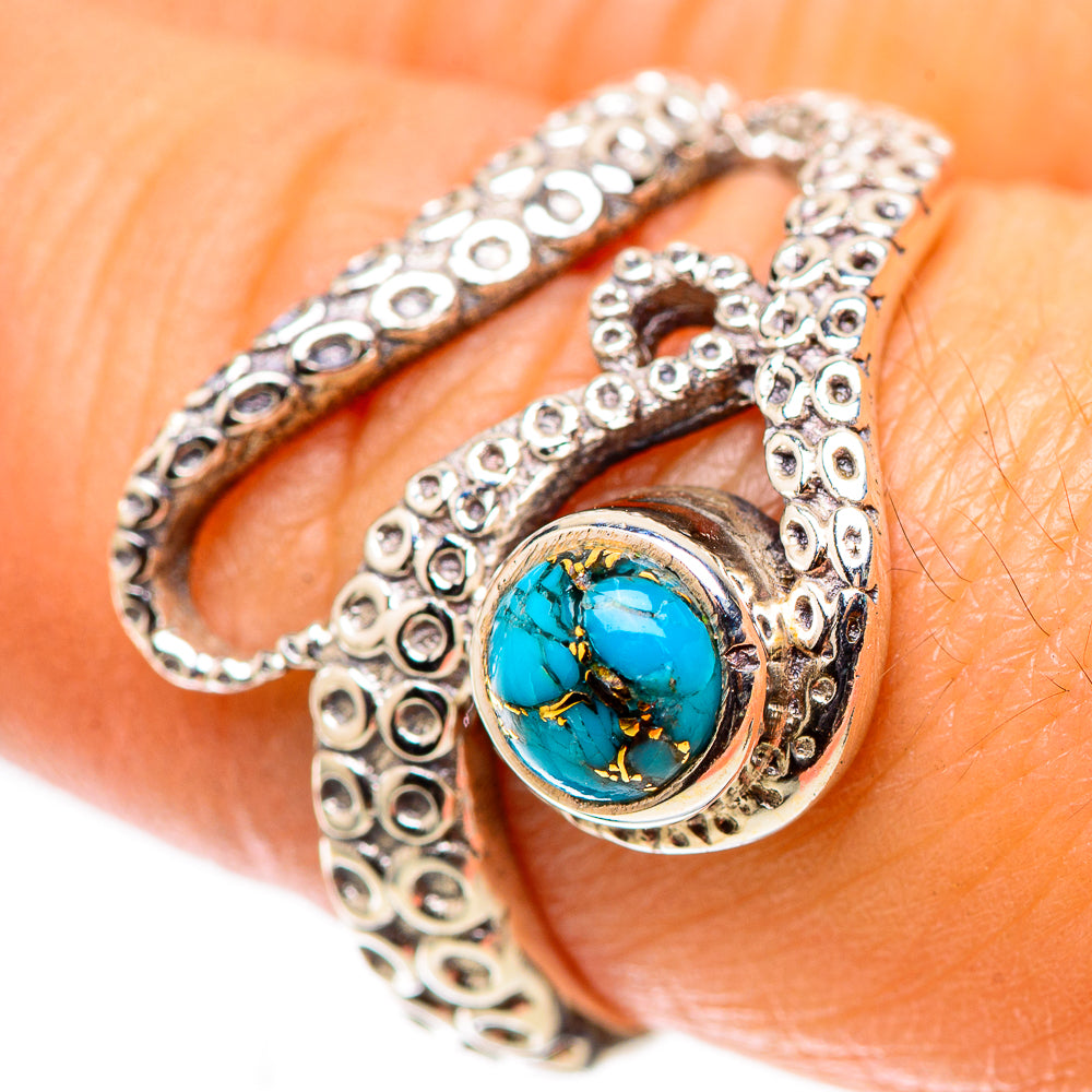 Blue Copper Composite Turquoise Ring Size 8 (925 Sterling Silver) RING138427