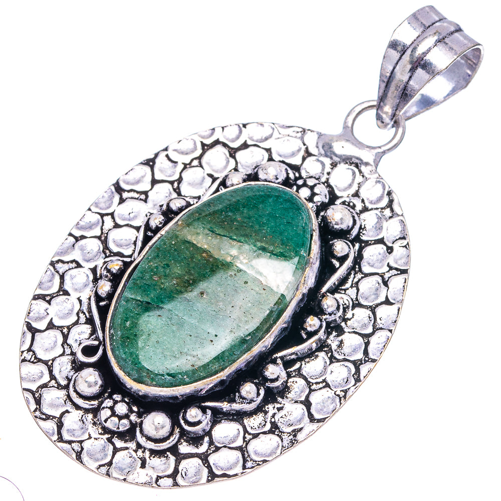 Green Aventurine Pendant 2 1/4" (German Silver)