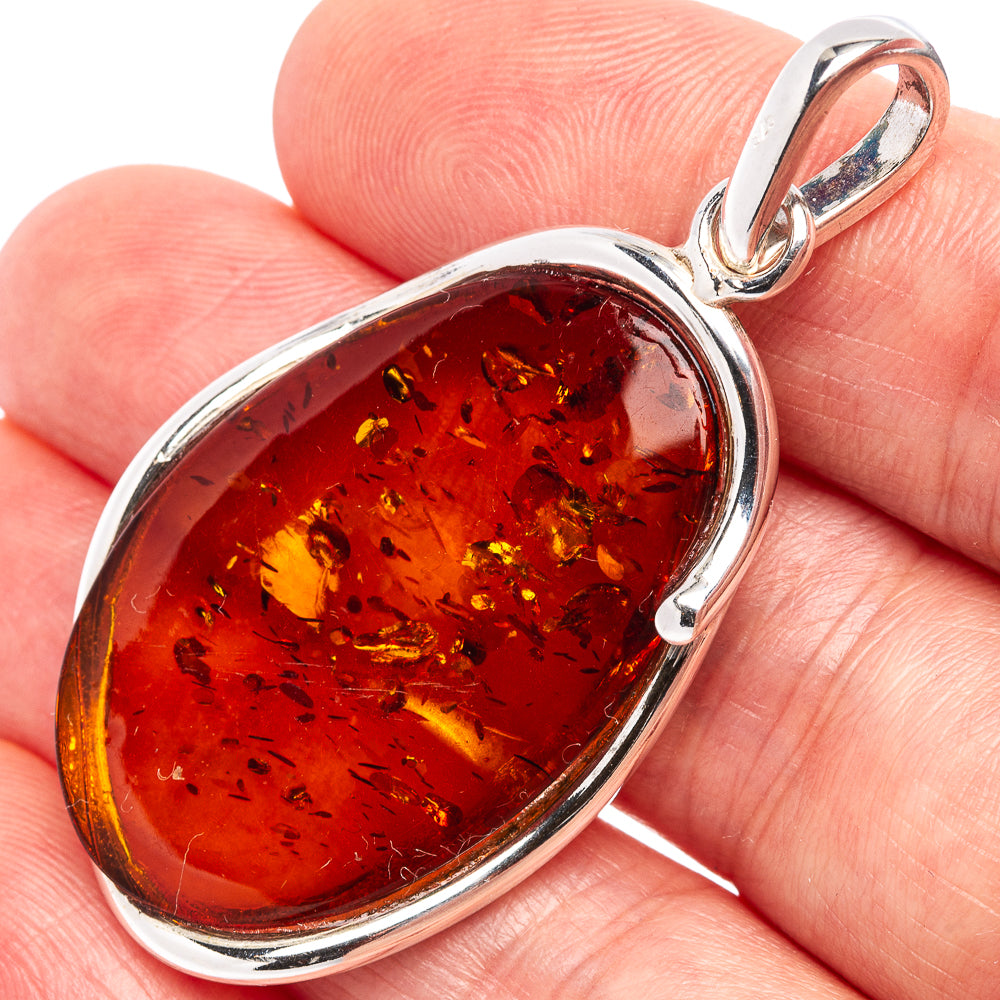 Baltic Amber Pendant 2" (.925 Sterling Silver)