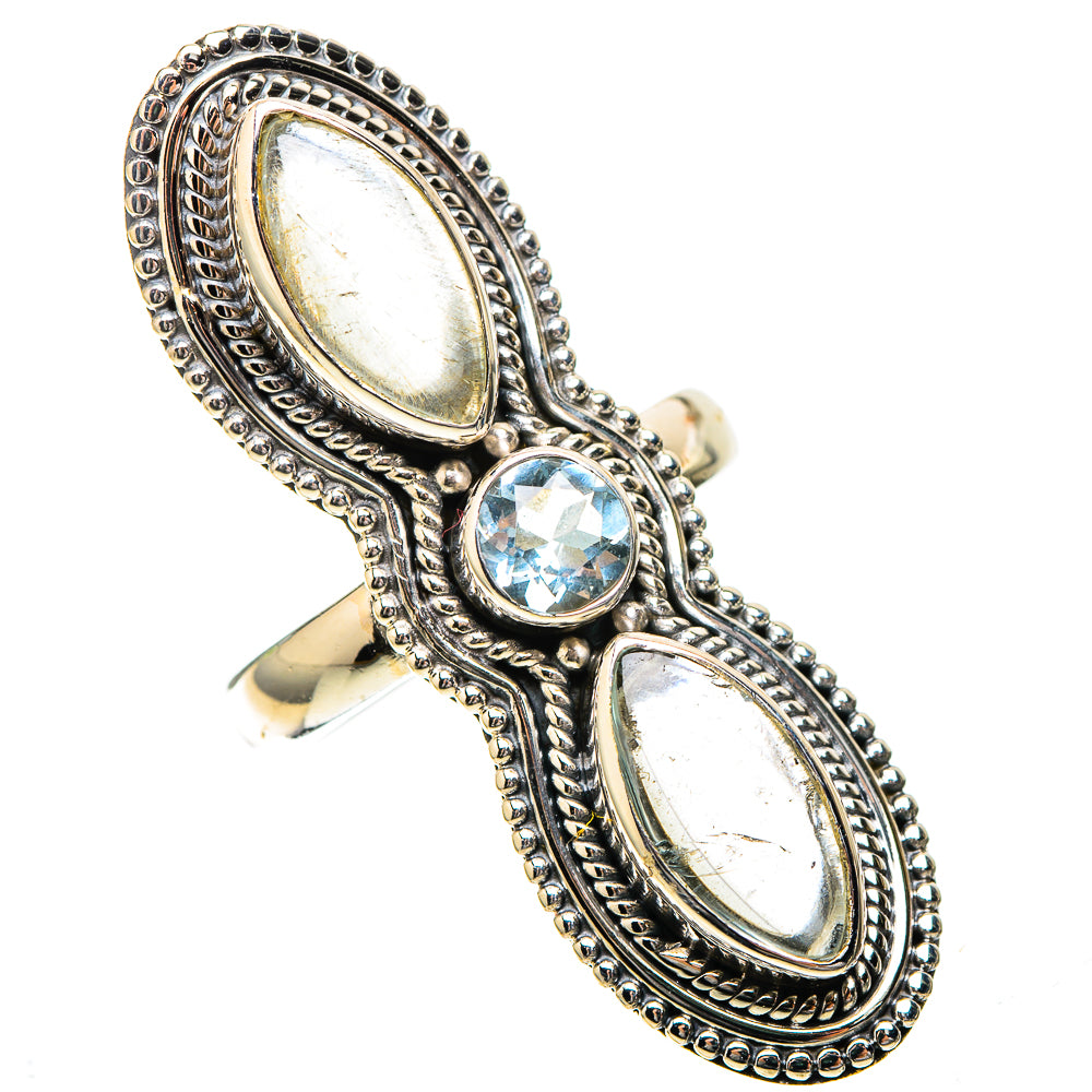 Large Natural Aquamarine, Blue Topaz Ring Size 6.25 (925 Sterling Silver) RING138015