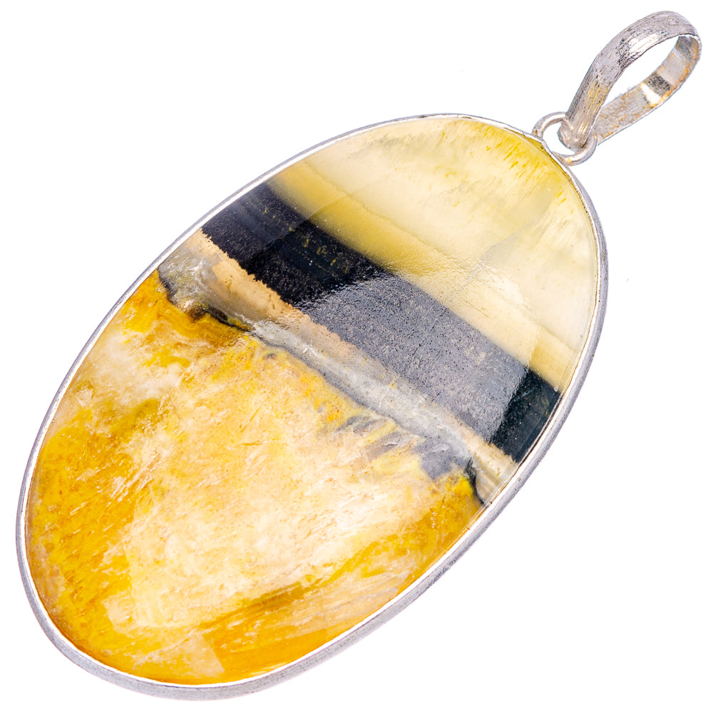 Bumblebee Jasper Pendant 2 1/8" (Silver Plated)