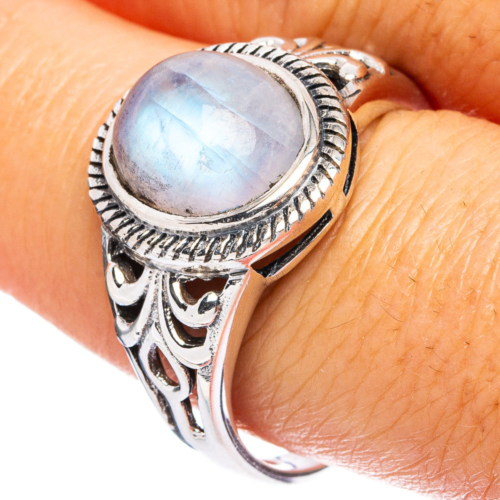 Rainbow Moonstone Ring Size 9.5 (925 Sterling Silver) R4841