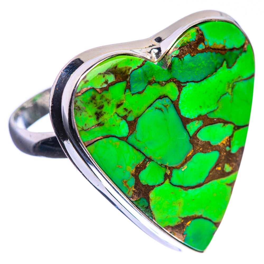 Large Green Copper Composite Turquoise 925 Sterling Silver Ring Size 11