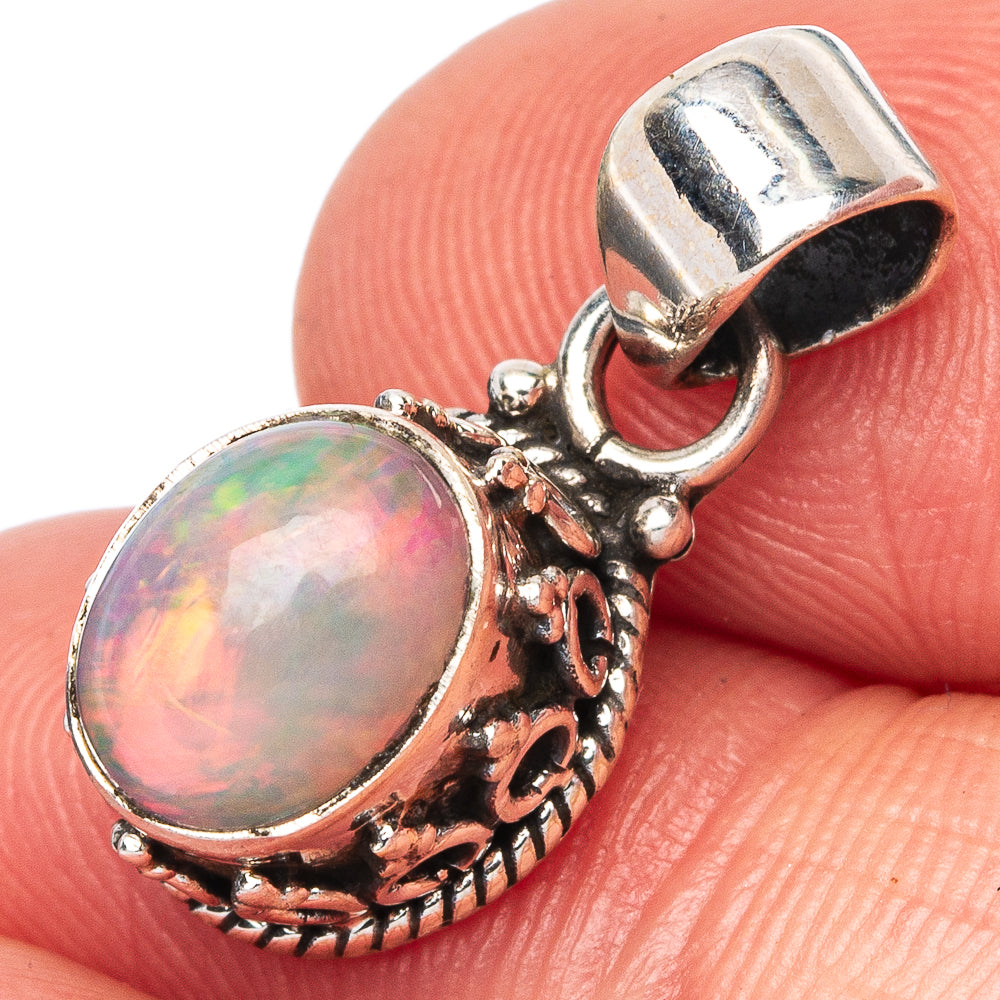 Rare Ethiopian Opal Pendant 7/8" (925 Sterling Silver) P42883