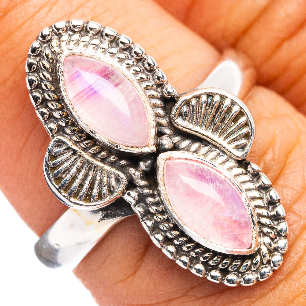 Pink Moonstone Ring Size 7 (.925 Sterling Silver)