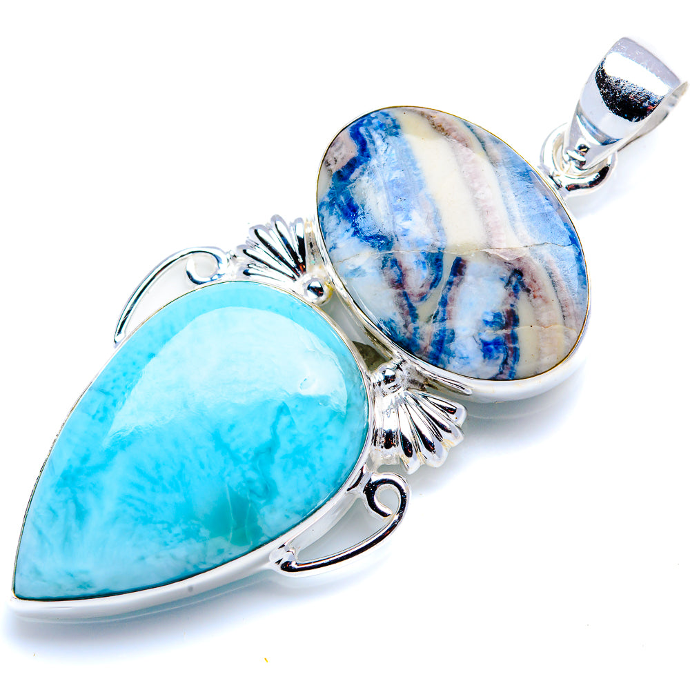 Amazonite, Blue Scheelite Pendant 2 1/4" (925 Sterling Silver) PD38210