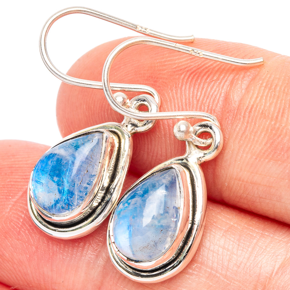Rainbow Moonstone Earrings 1 1/8" (925 Sterling Silver) E2638