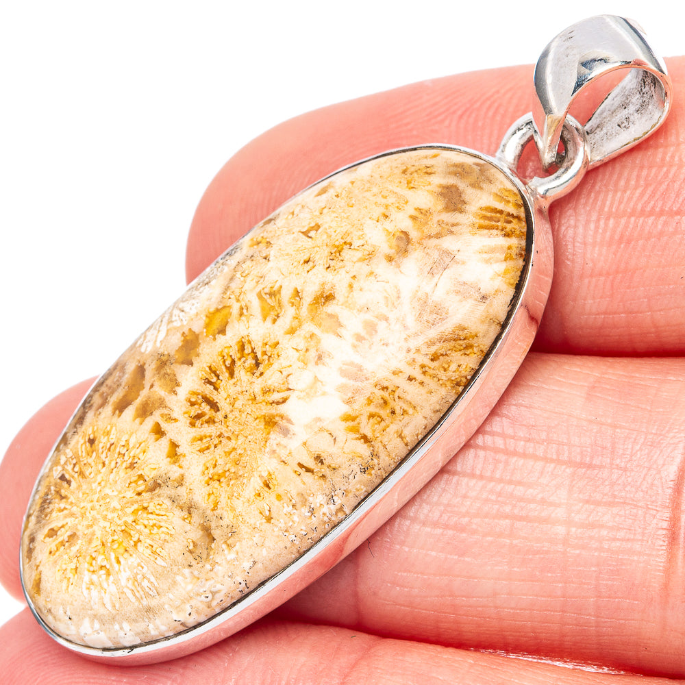 Fossil Coral Pendant 1 3/4" (925 Sterling Silver) P42198