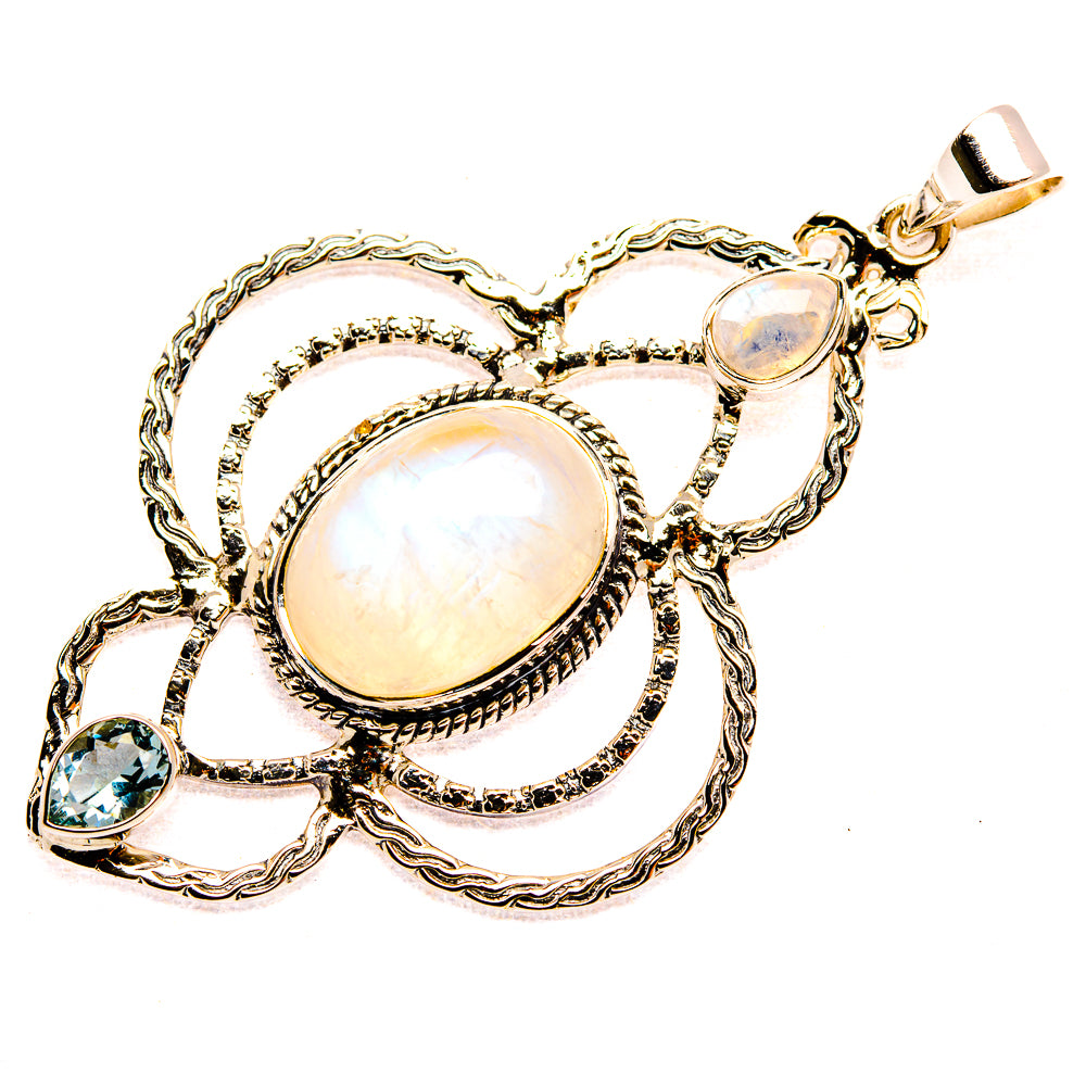 Signature Rainbow Moonstone 925 Sterling Silver Pendant 2 1/2" (925 Sterling Silver) PD37798