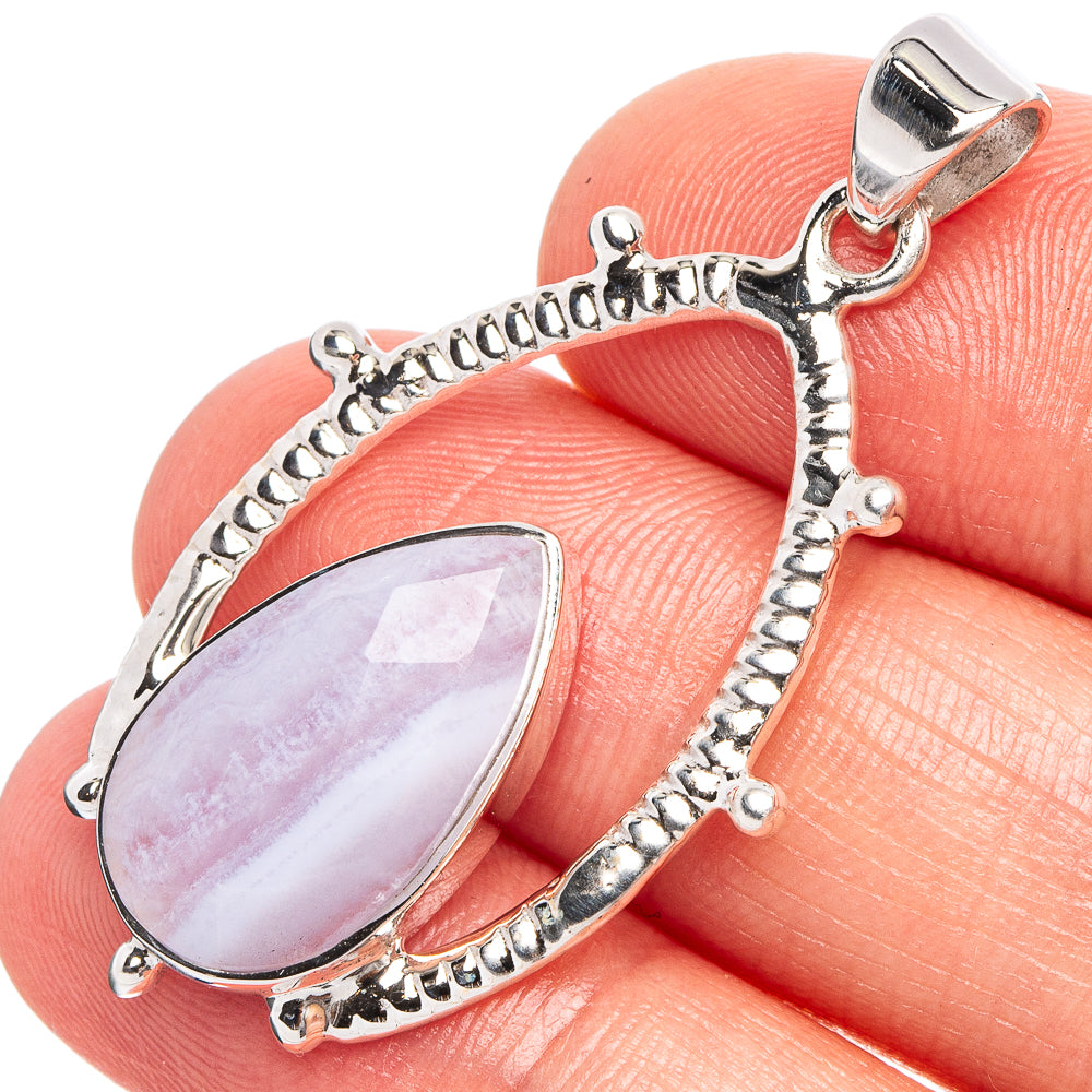 Blue Lace Agate 925 Sterling Silver Premium Pendants 1 5/8" (925 Sterling Silver) P43739