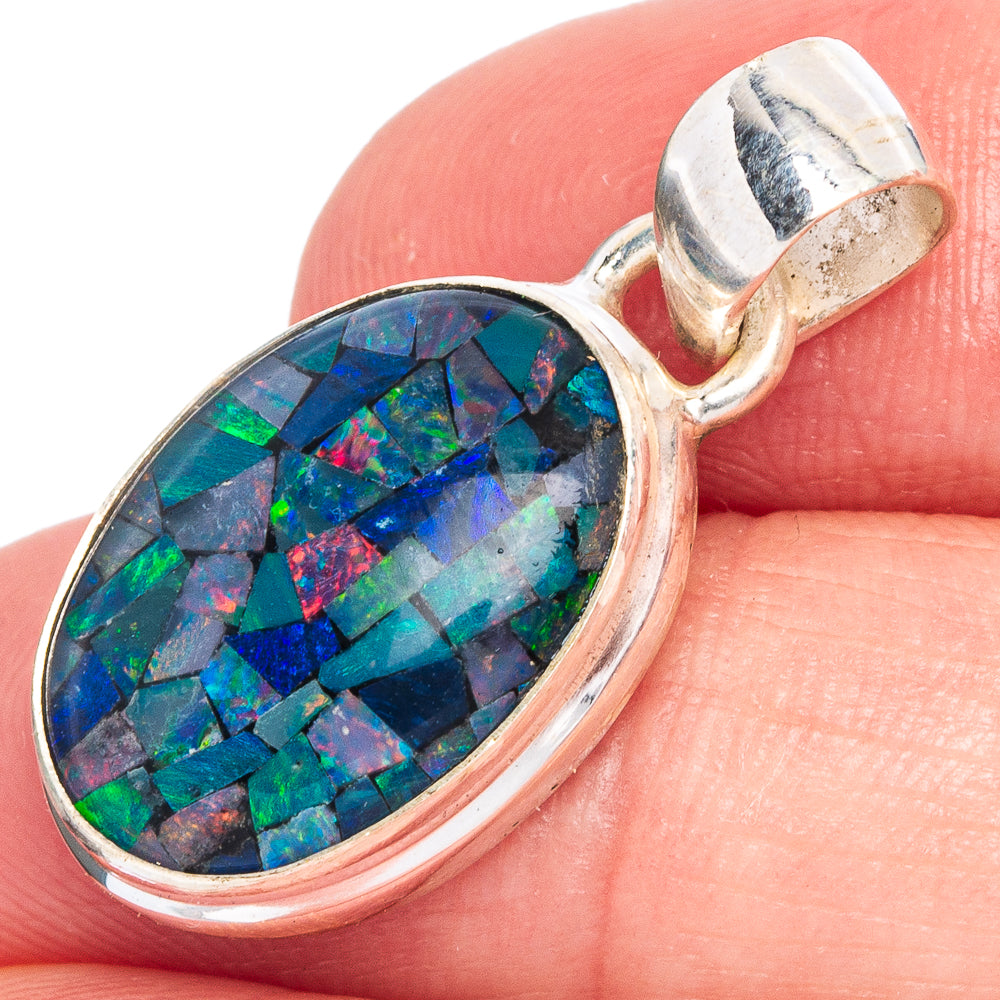 Rare Triplet Opal Pendant 1 1/8" (925 Sterling Silver) P40519