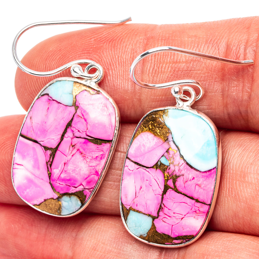 Cotton Candy Turquoise Earrings 1 1/2" (.925 Sterling Silver)