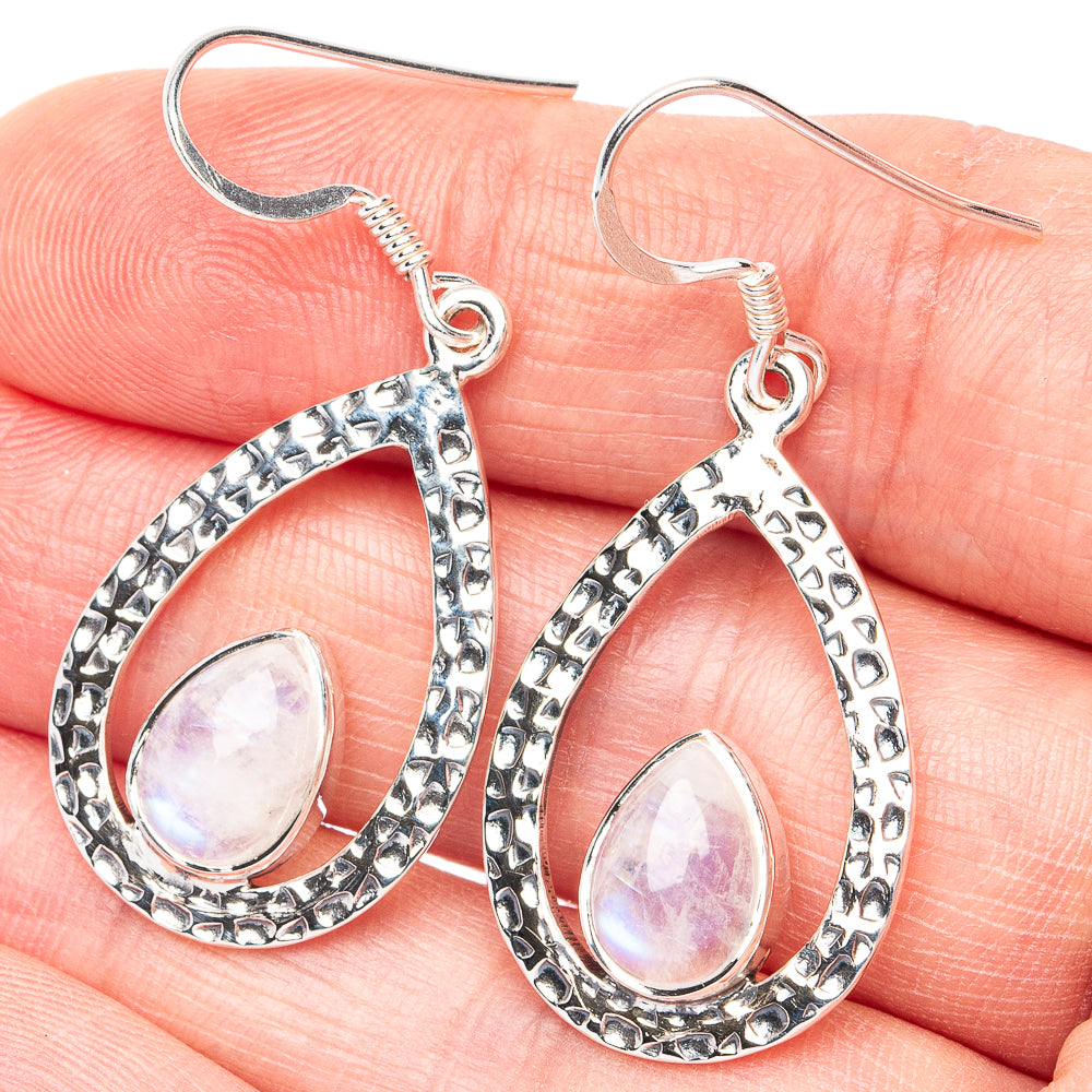 Premium Rainbow Moonstone Earrings 1 5/8" (925 Sterling Silver) E2734