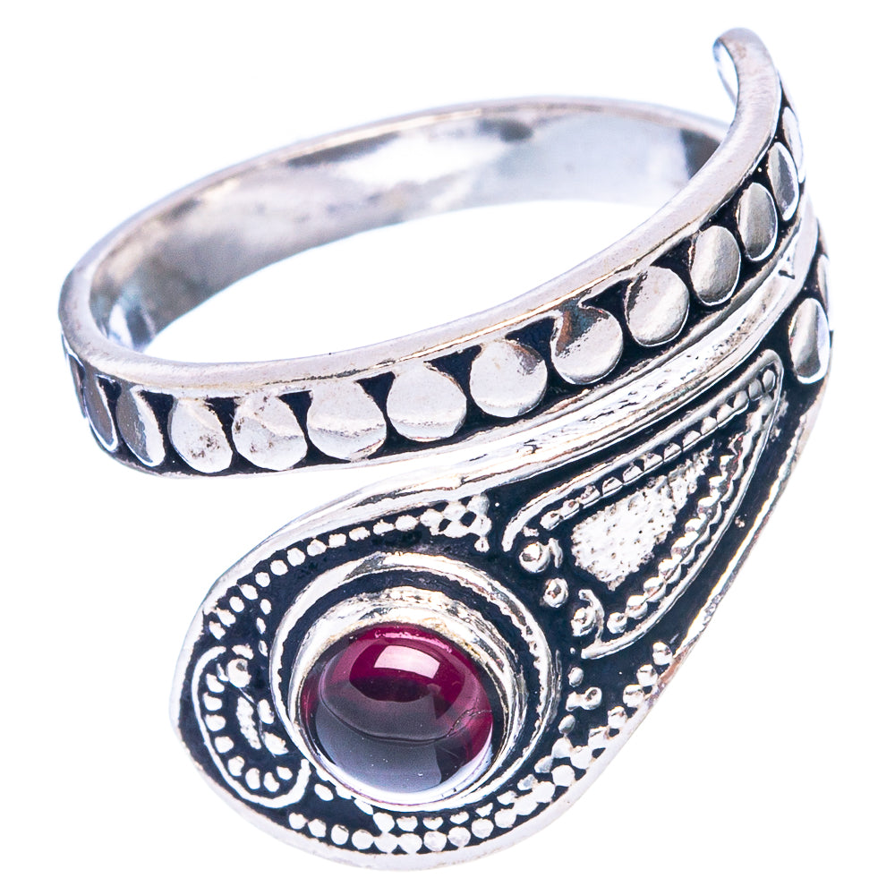 Garnet Dainty Ring Size 7 Adjustable (925 Sterling Silver) R5228