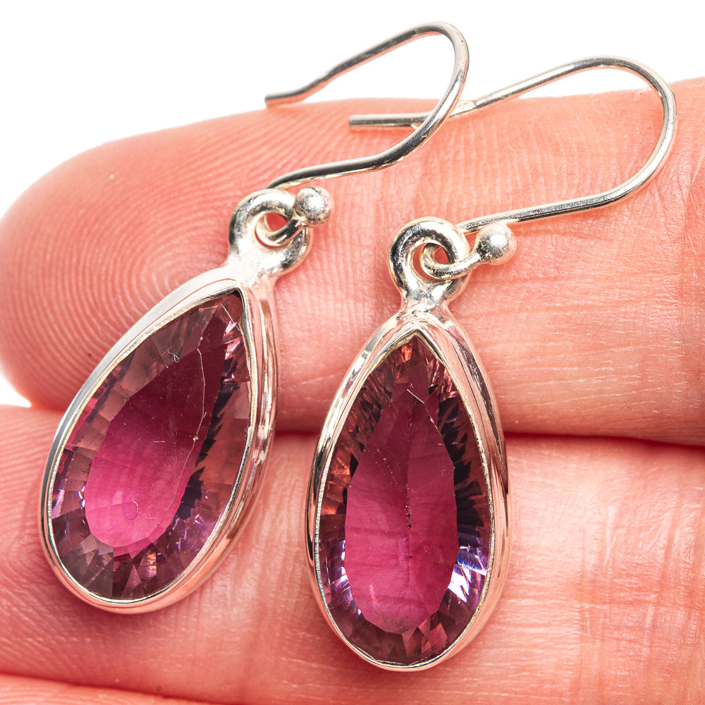 Faceted Color Change Alexandrite (Lab.) Earrings 1 3/8" (925 Sterling Silver) E432627