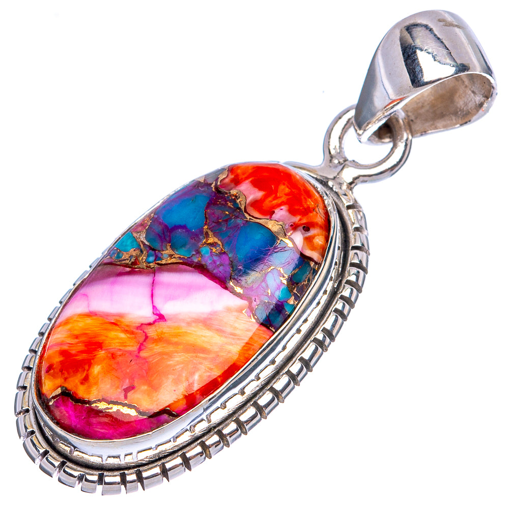 Kingman Pink Dahlia Turquoise Pendants 1 3/8" (925 Sterling Silver) P42372