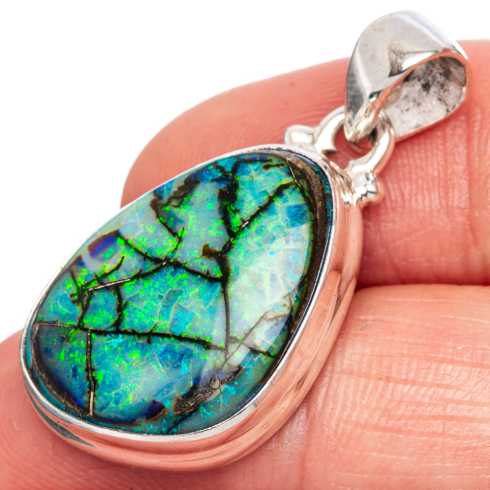 Rare Sterling Opal Pendant 1 1/4" (925 Sterling Silver) P42044