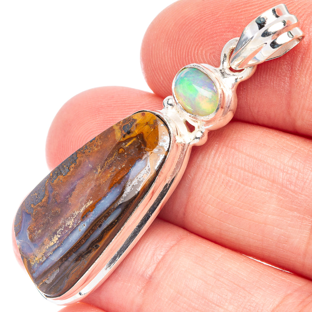 Rare Boulder Opal, Ethiopian Opal Pendant 1 3/4" (925 Sterling Silver) P44517