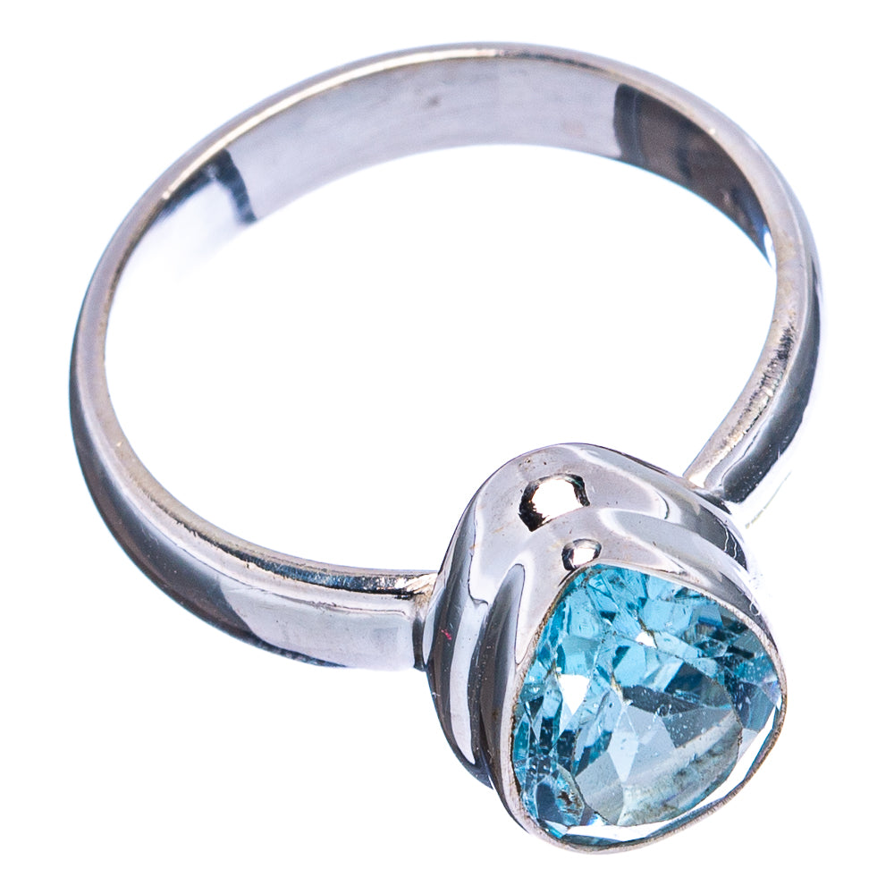 Faceted Blue Topaz Ring Size 6 (.925 Sterling Silver)