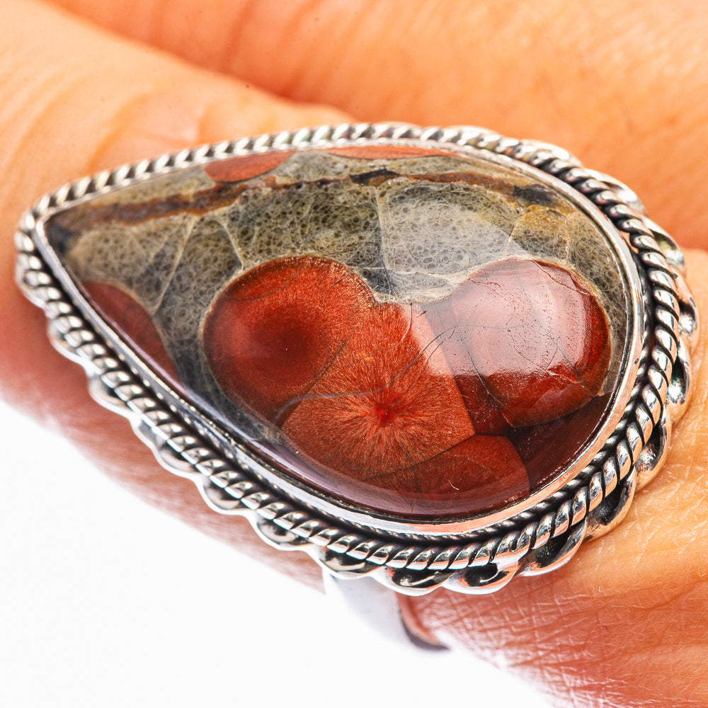 Large Poppy Jasper Ring Size 8.25 (925 Sterling Silver) R142340