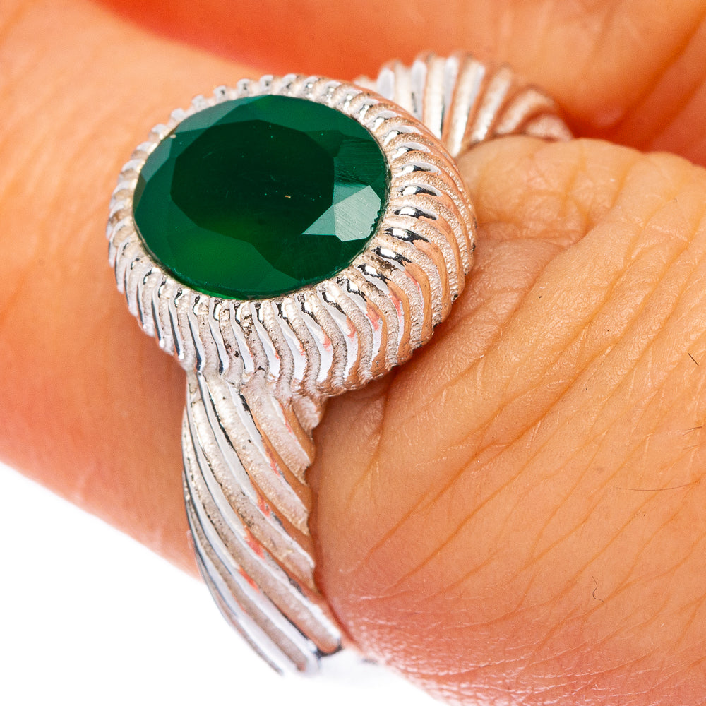 Green Onyx Ring Size 6.5 (925 Sterling Silver) R146056