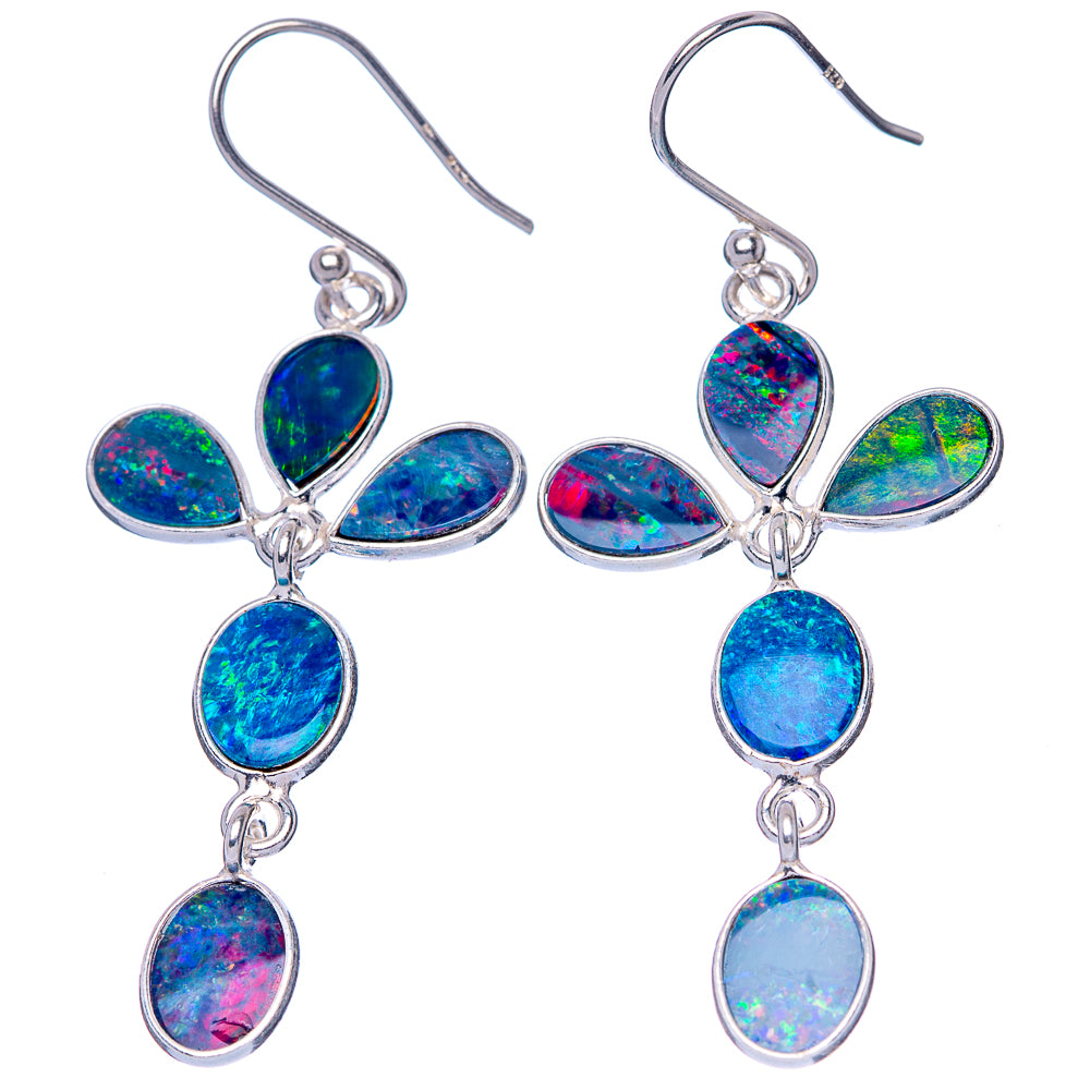 Rare Doublet Opal Earrings 2 1/8" (925 Sterling Silver) E1661