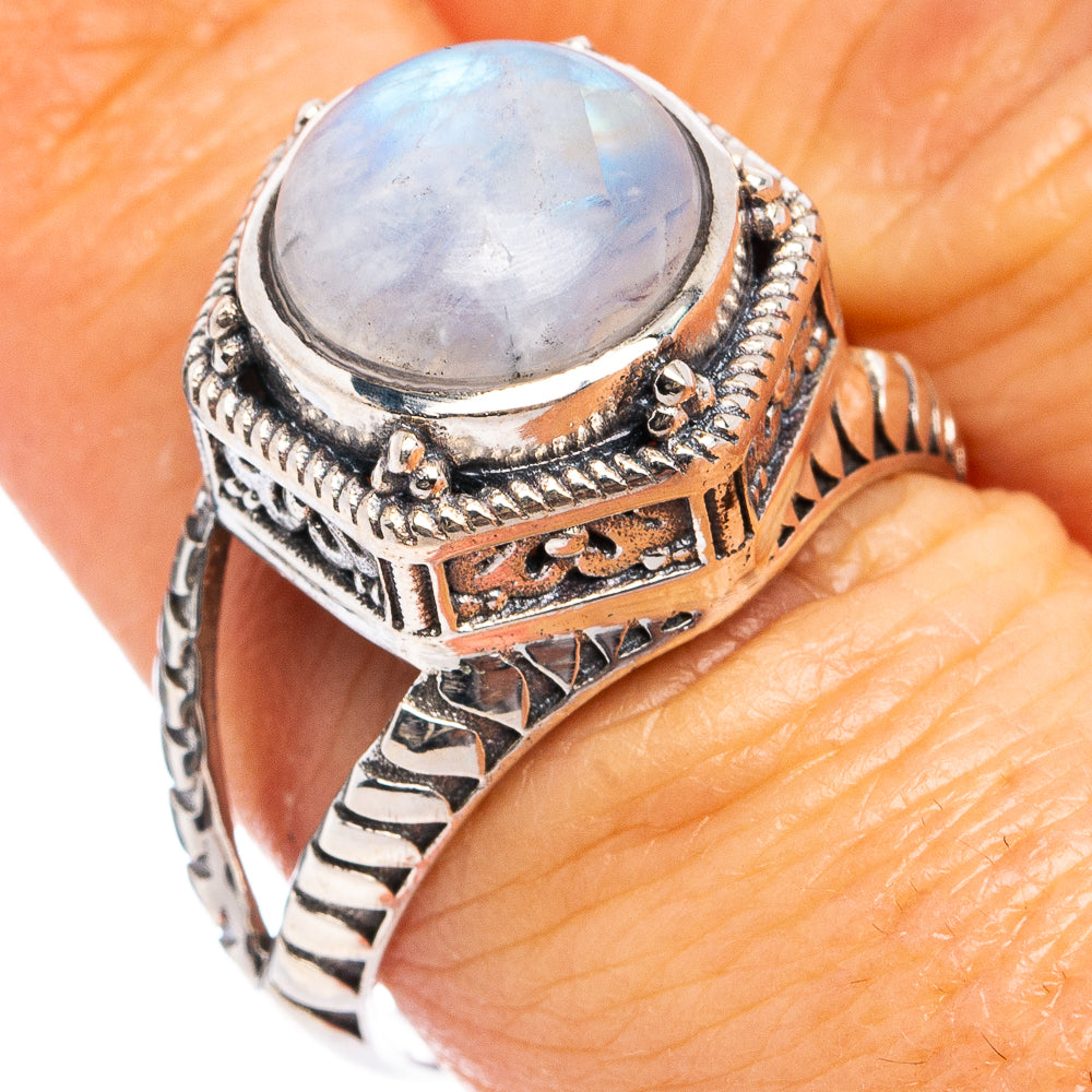 Rainbow Moonstone Ring Size 8 (.925 Sterling Silver)