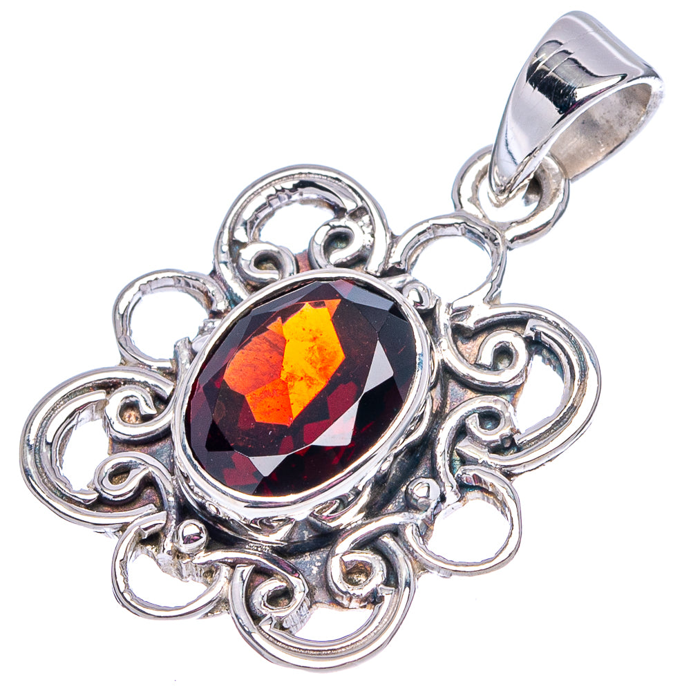 Premium Garnet Pendant 1 1/8" (.925 Sterling Silver)