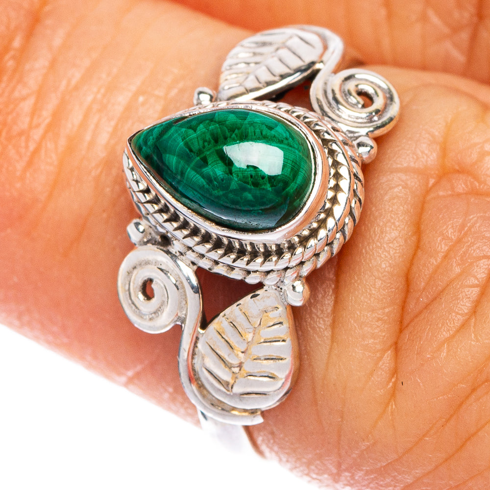 Malachite Dainty Ring Size 5.5 (925 Sterling Silver) R1212