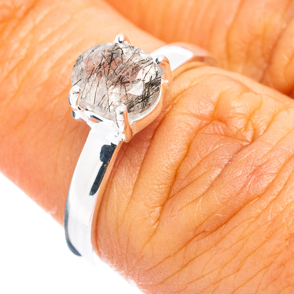 Tourmalinated Quartz Ring Size 6 (.925 Sterling Silver)