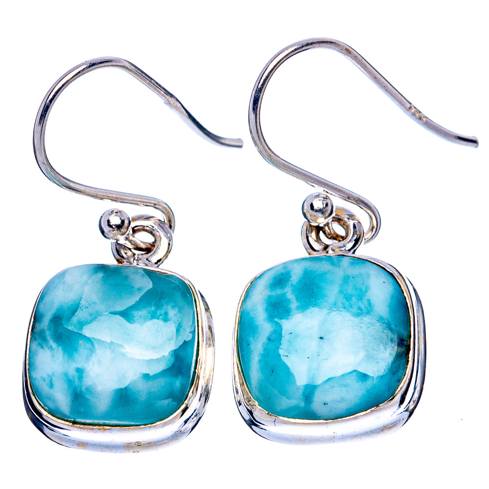 Larimar 925 Sterling Silver Earrings 1 1/8" (925 Sterling Silver) E1954