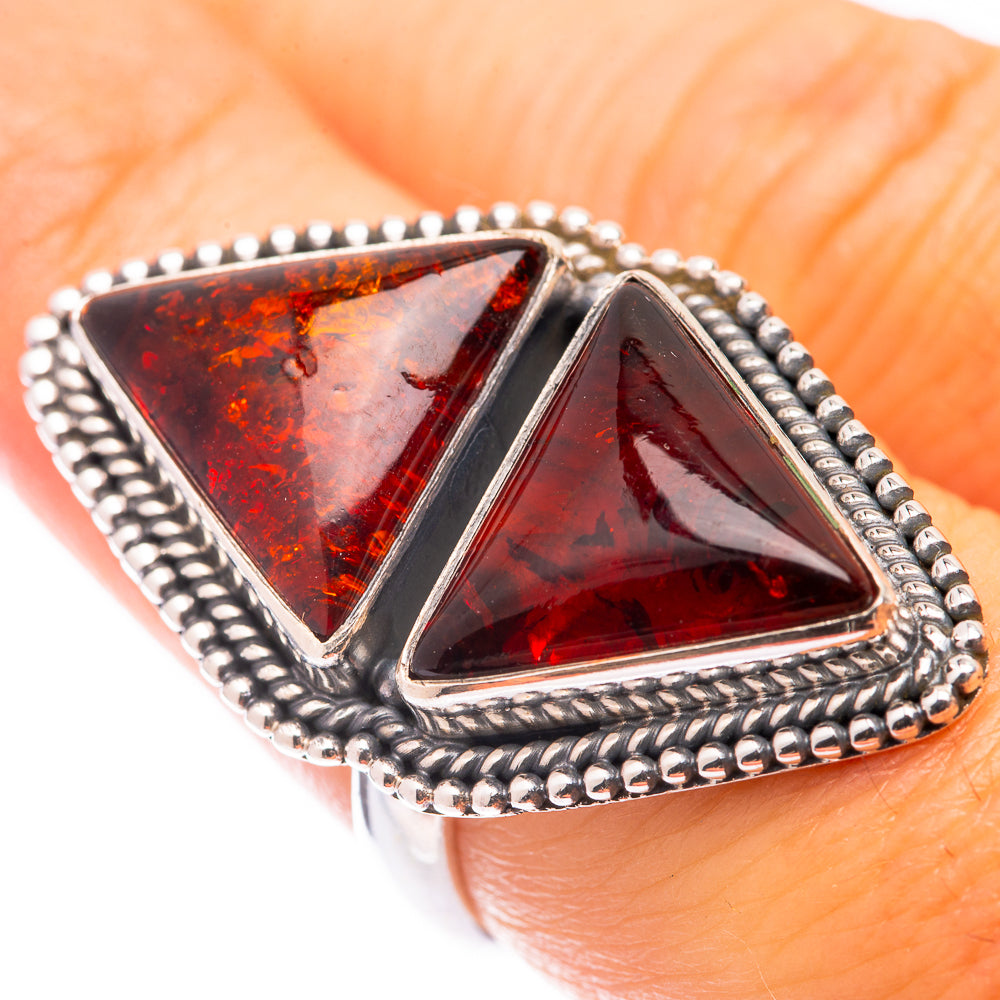 Large Baltic Amber Ring Size 7 (925 Sterling Silver) R141002