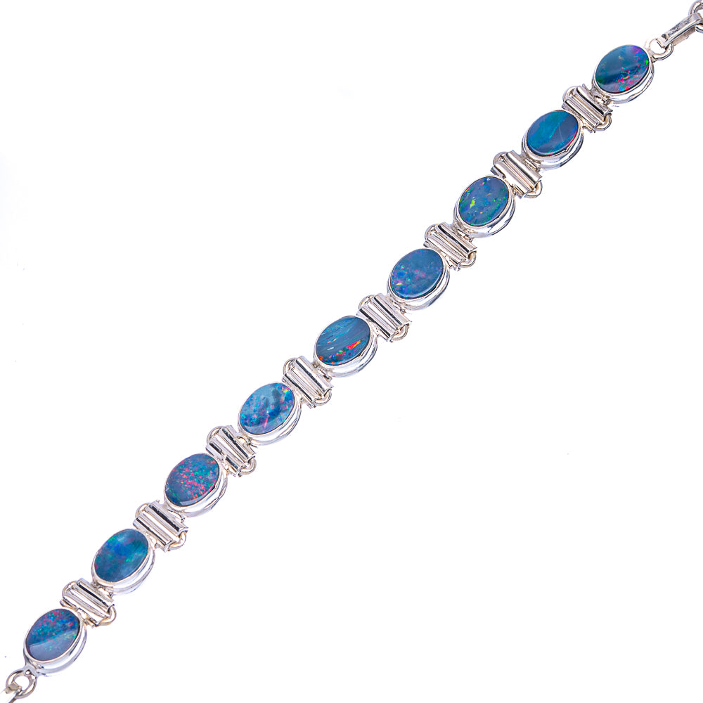 Rare Doublet Opal Bracelets 6 1/2 To 8 1/8" (925 Sterling Silver) B90362