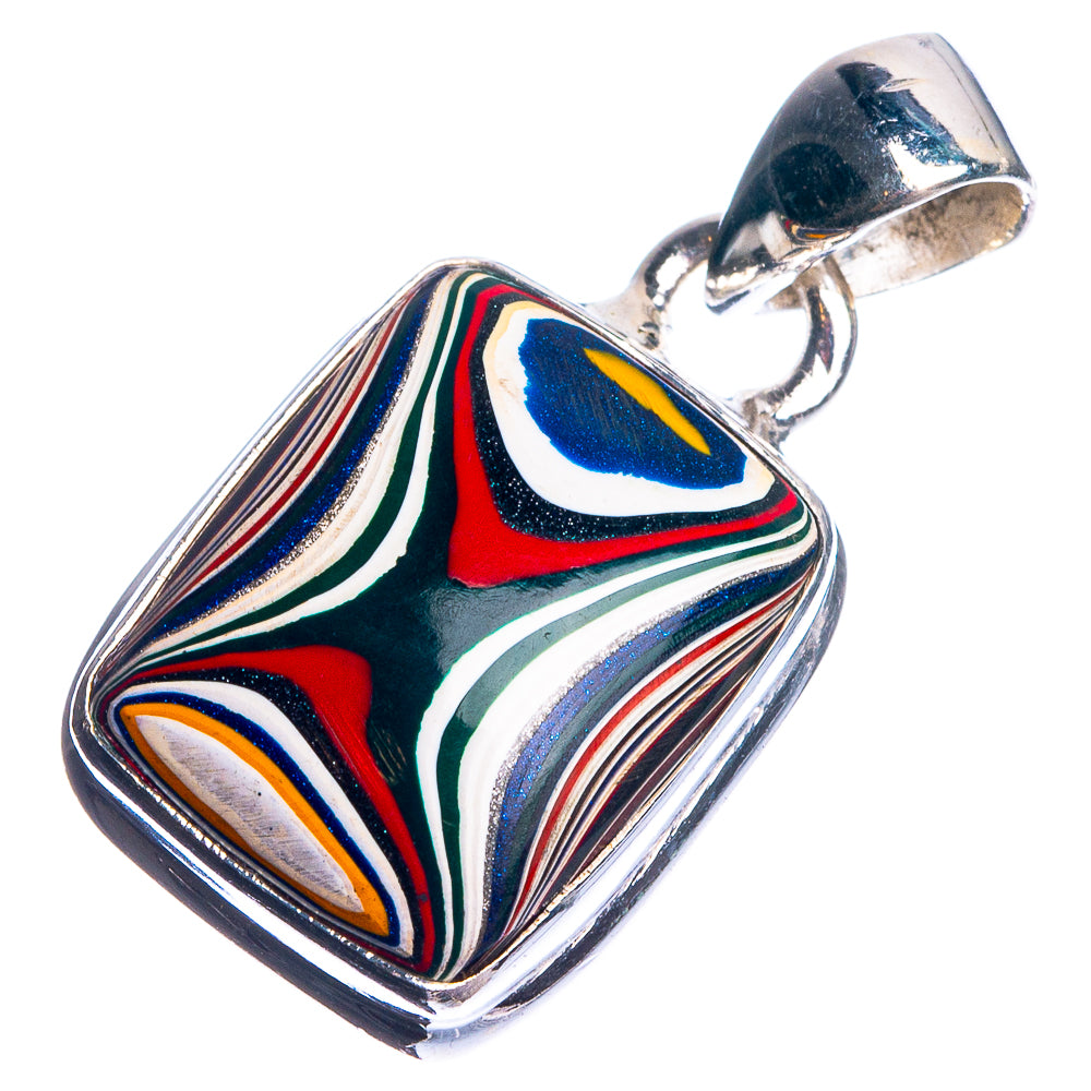 Fordite 925 Sterling Silver Pendant 1 1/8"