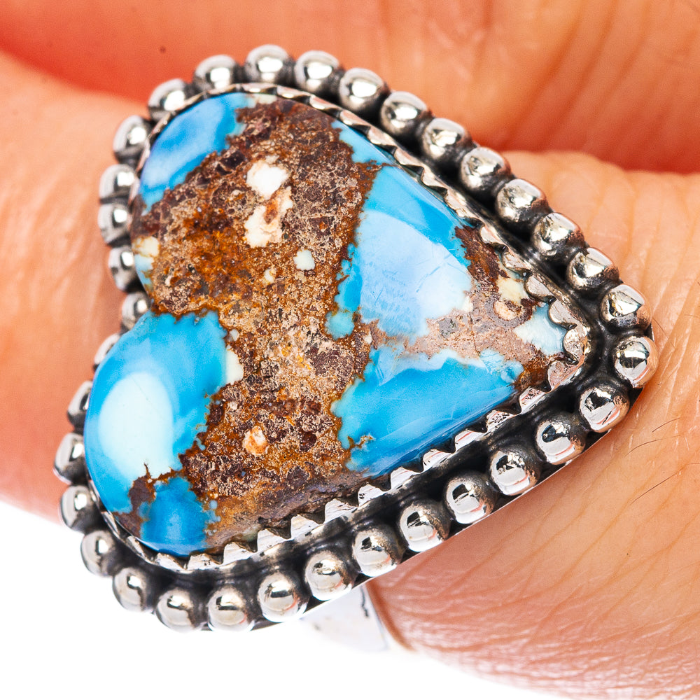 Rare Golden Hills Turquoise Heart Ring Size 7 (925 Sterling Silver) R2873