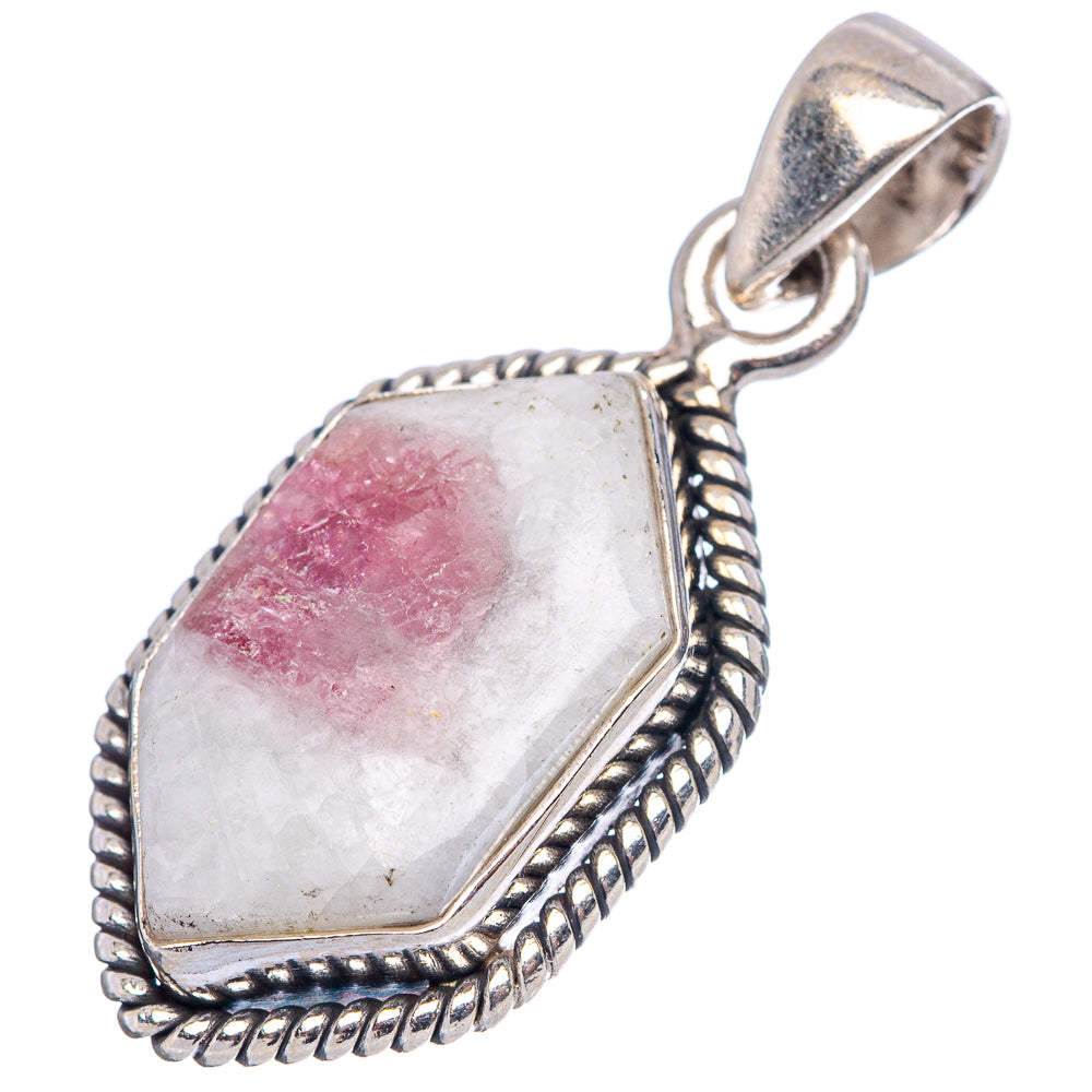 Pink Tourmaline In Quartz Pendant 1 3/8" (.925 Sterling Silver)
