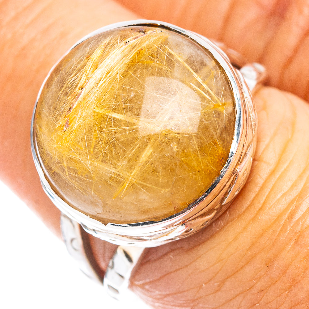 (Classic Series) Rutilated Quartz Ring Size 6.75 (.925 Sterling Silver)