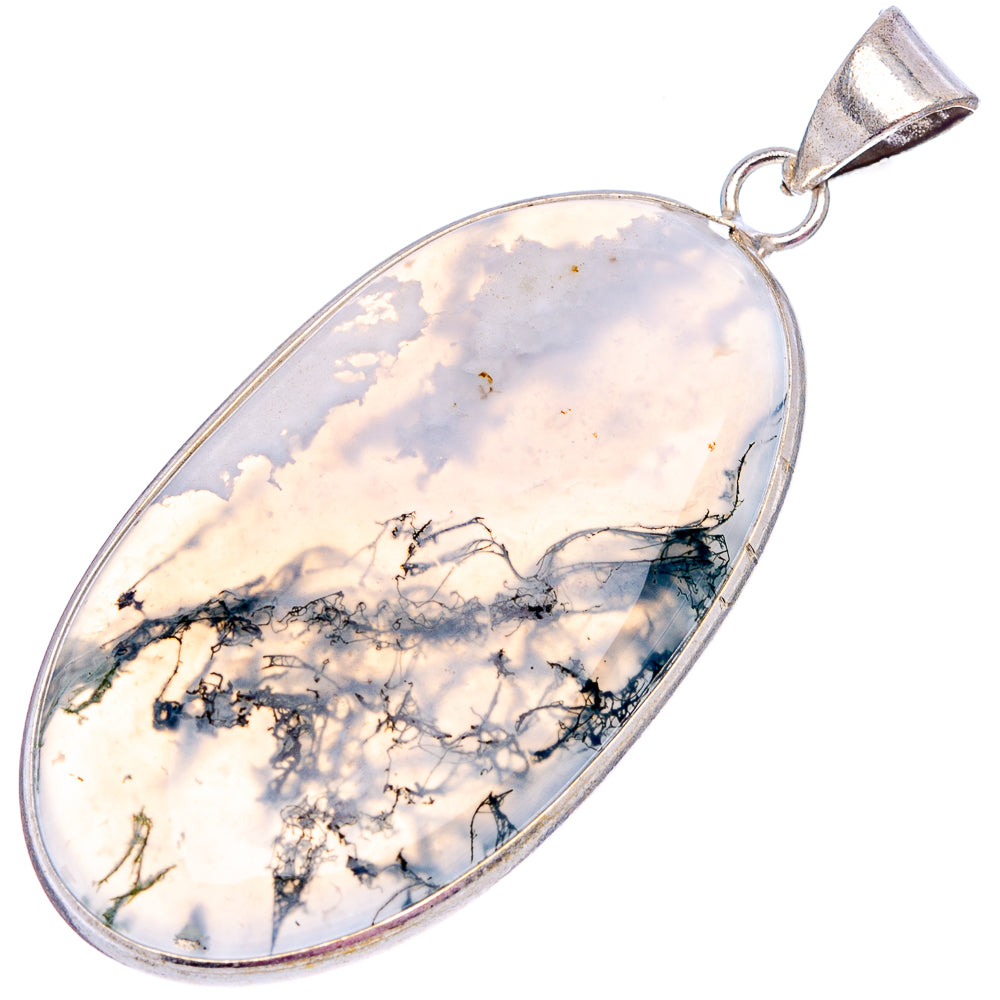 Green Moss Agate Pendant 2 1/8" (Silver Plated)