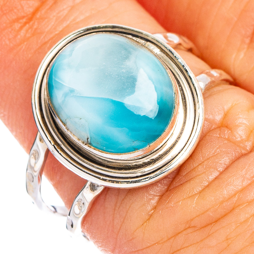 Rare Larimar Ring Size 6.75 (.925 Sterling Silver)