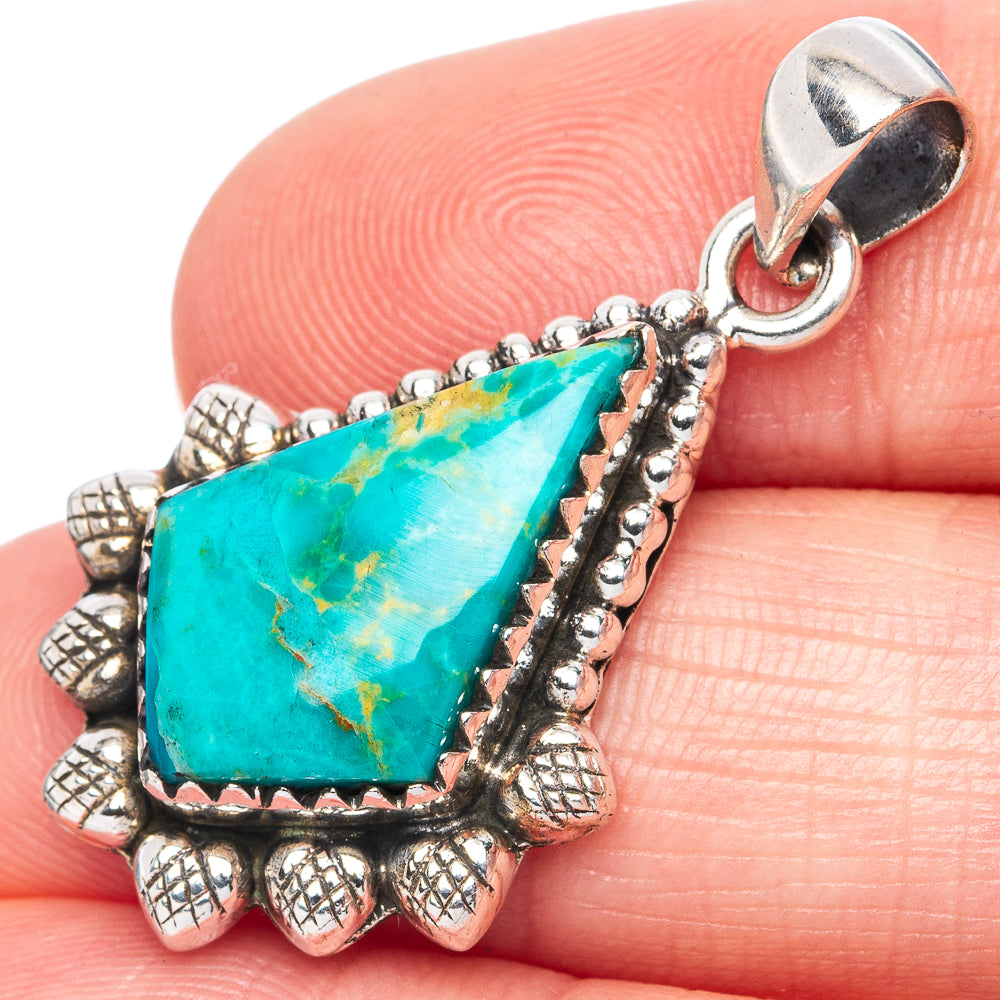 Rare Arizona Turquoise Pendant 1 3/8" (925 Sterling Silver) P42236