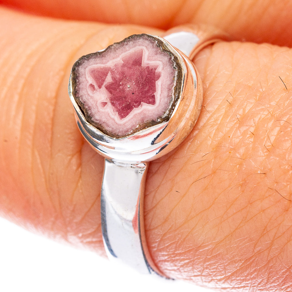 Rare Rhodochrosite Stalactite Ring Size 7.75 (925 Sterling Silver) R2989
