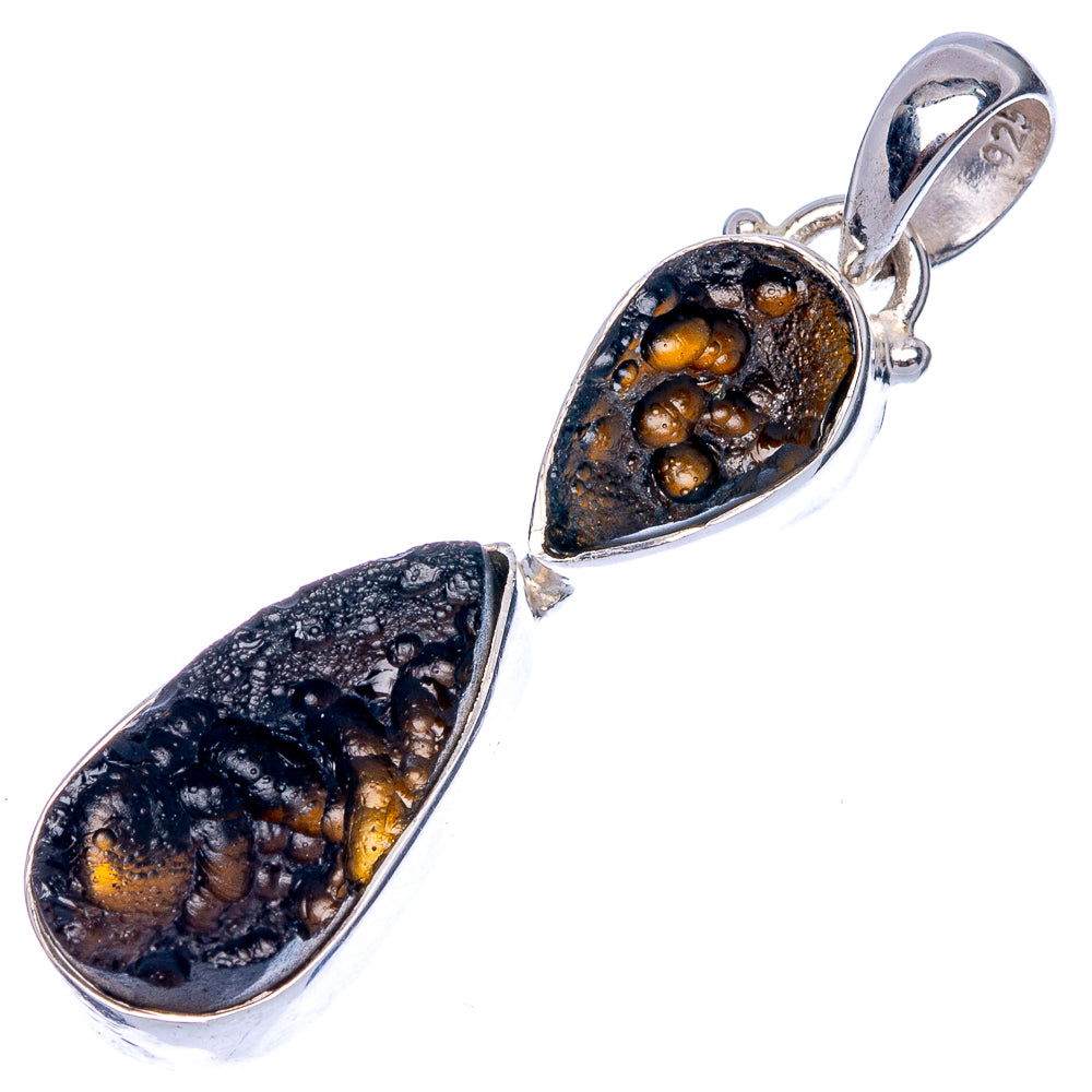 Tektite Pendant 1 5/8" (925 Sterling Silver) P40173