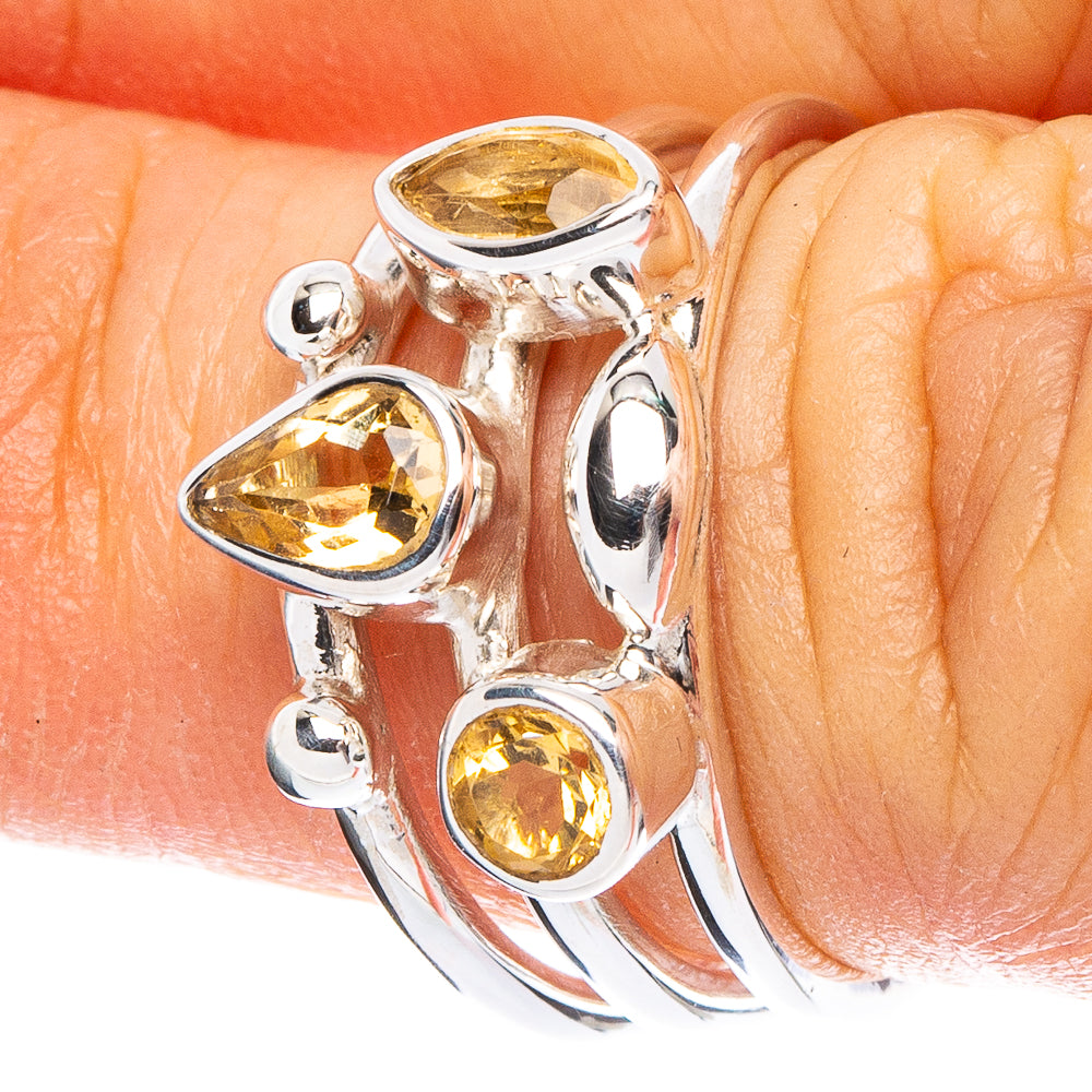 Faceted Citrine 925 Sterling Silver Premium Ring Size 5.75 (925 Sterling Silver) R6543