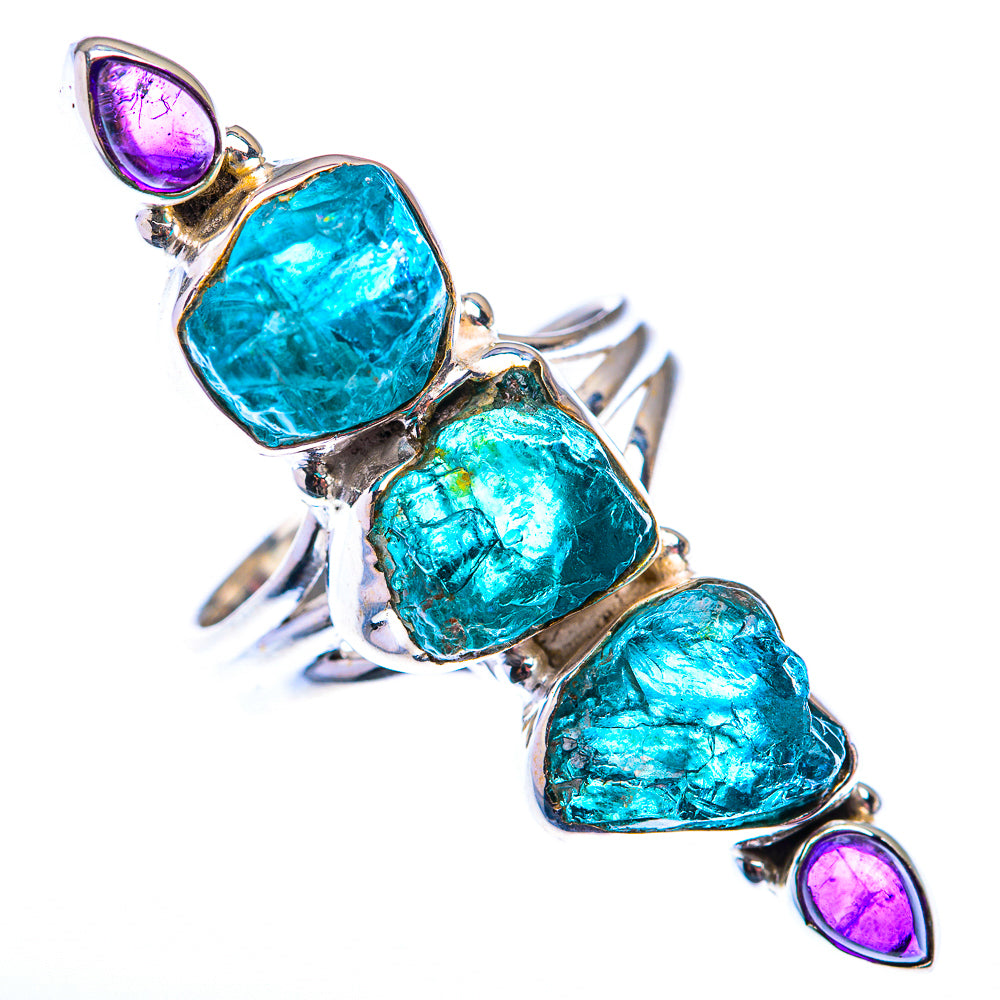 Large Raw Blue Fluorite, Amethyst Ring Size 9.75 (925 Sterling Silver) RING140269