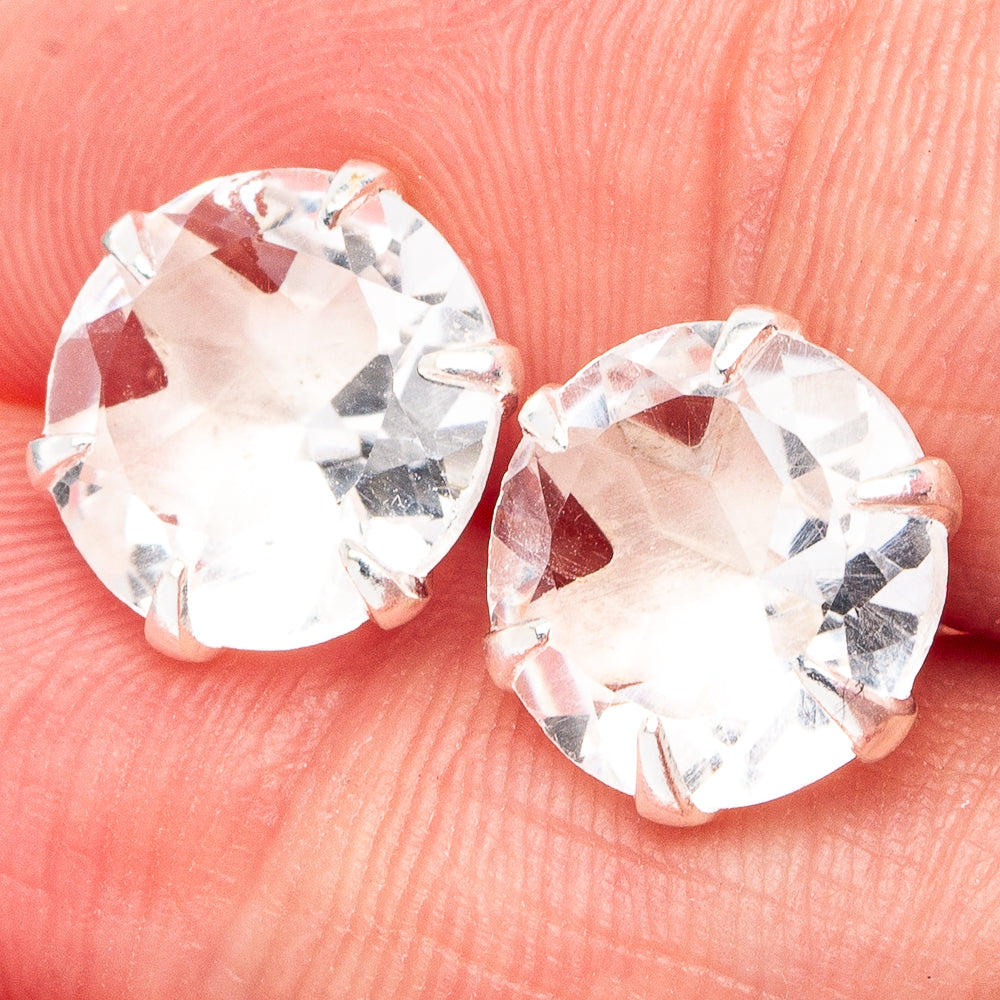 Dainty White Quartz Earrings 3/8" (925 Sterling Silver) E2902