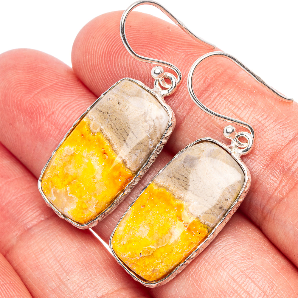 Bumble Bee Jasper Earrings 1 1/2" (925 Sterling Silver) E1737