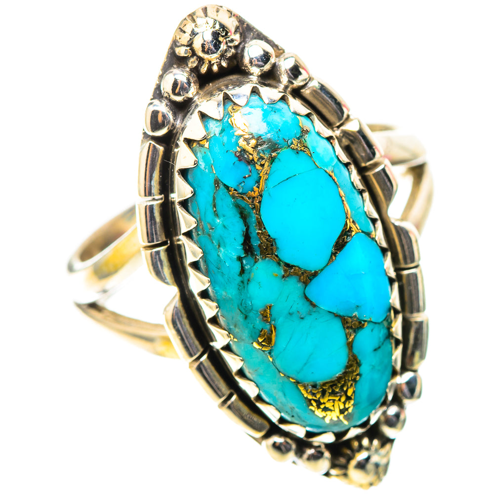 Blue Copper Composite Turquoise Ring Size 7.25 (925 Sterling Silver) RING138498