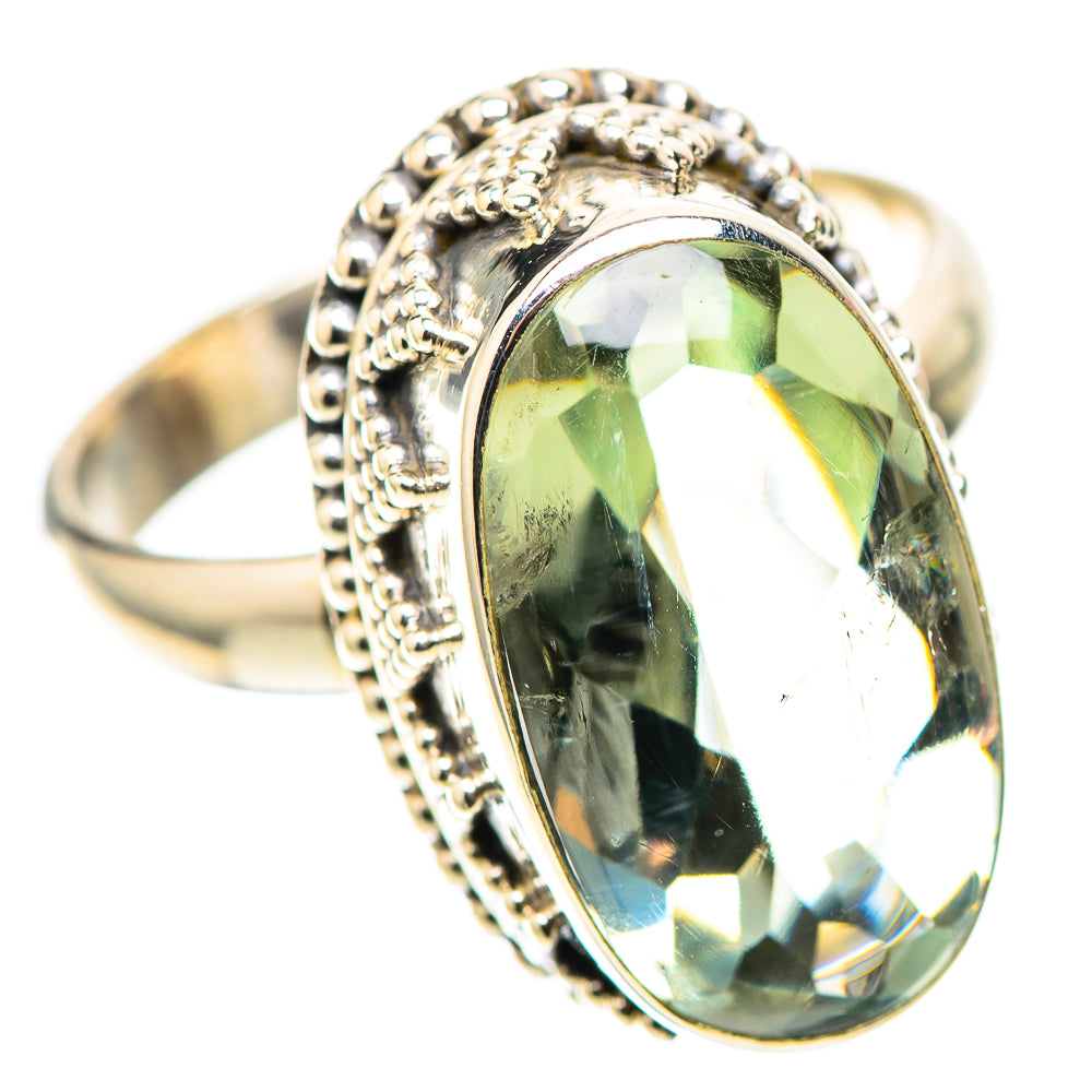 Faceted Green Amethyst Ring Size 9 (925 Sterling Silver) RING138429