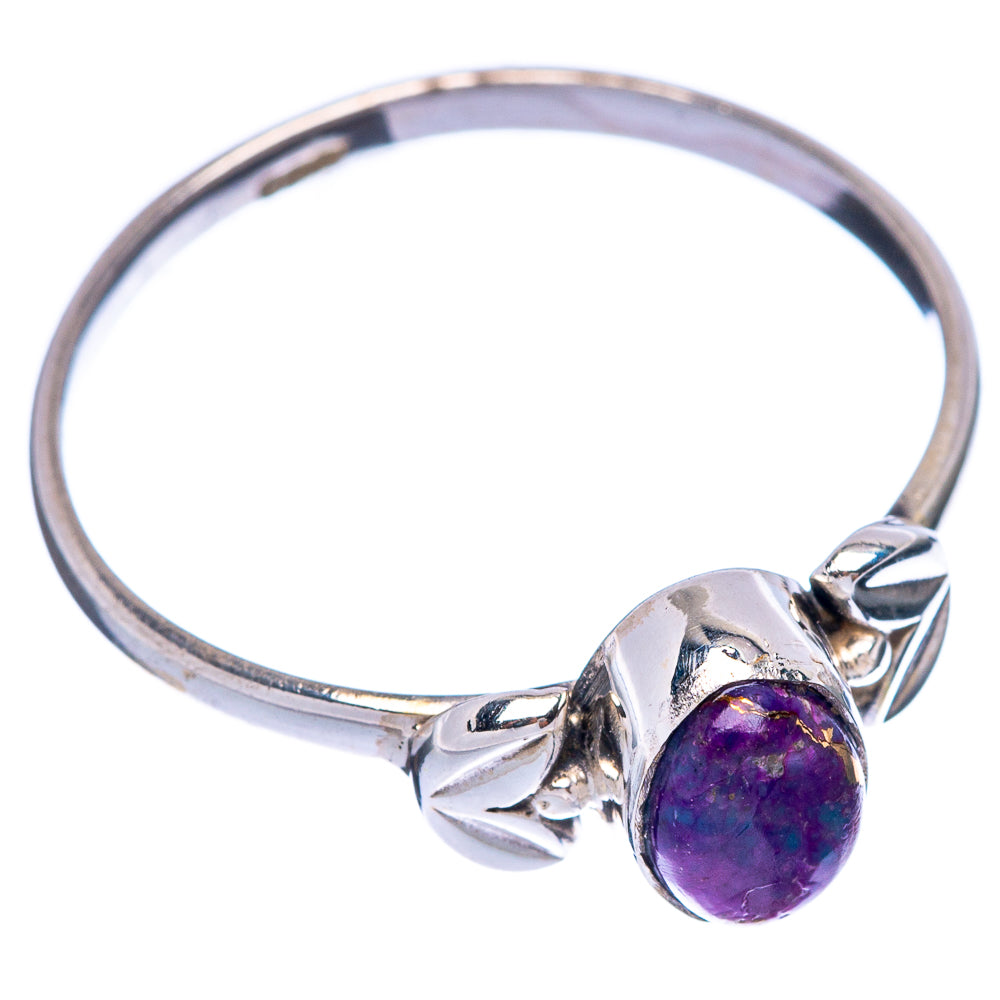Purple Copper Composite Turquoise Dainty Ring Size 8.75 (925 Sterling Silver) R145701